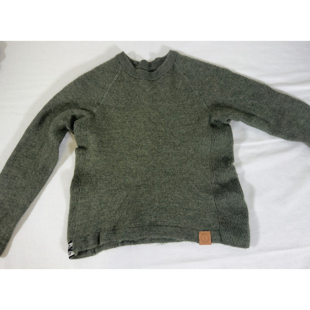 Paka The Crew Sweater Womens Small Green Royal Alpaca Blend Handmade